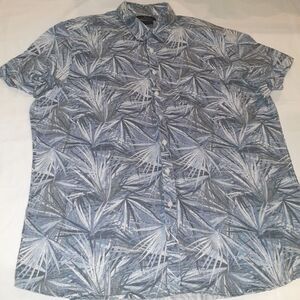 Marc Anthony‎ Men's XL Short Sleeve Button up Shirt Blue Floral Print Slim Fit